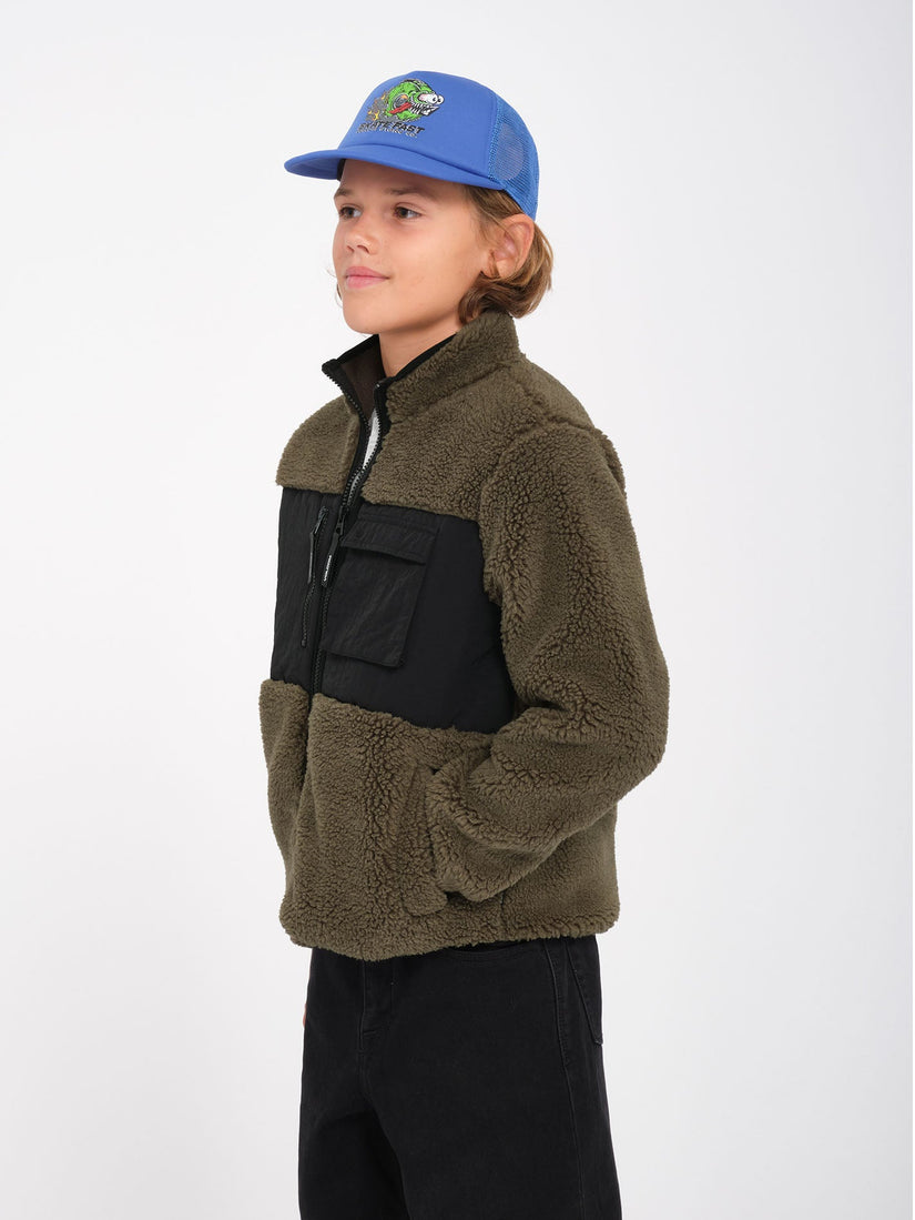 Storm Stone Zip Sherpa Sweatshirt - Wintermoss  - (KINDER)